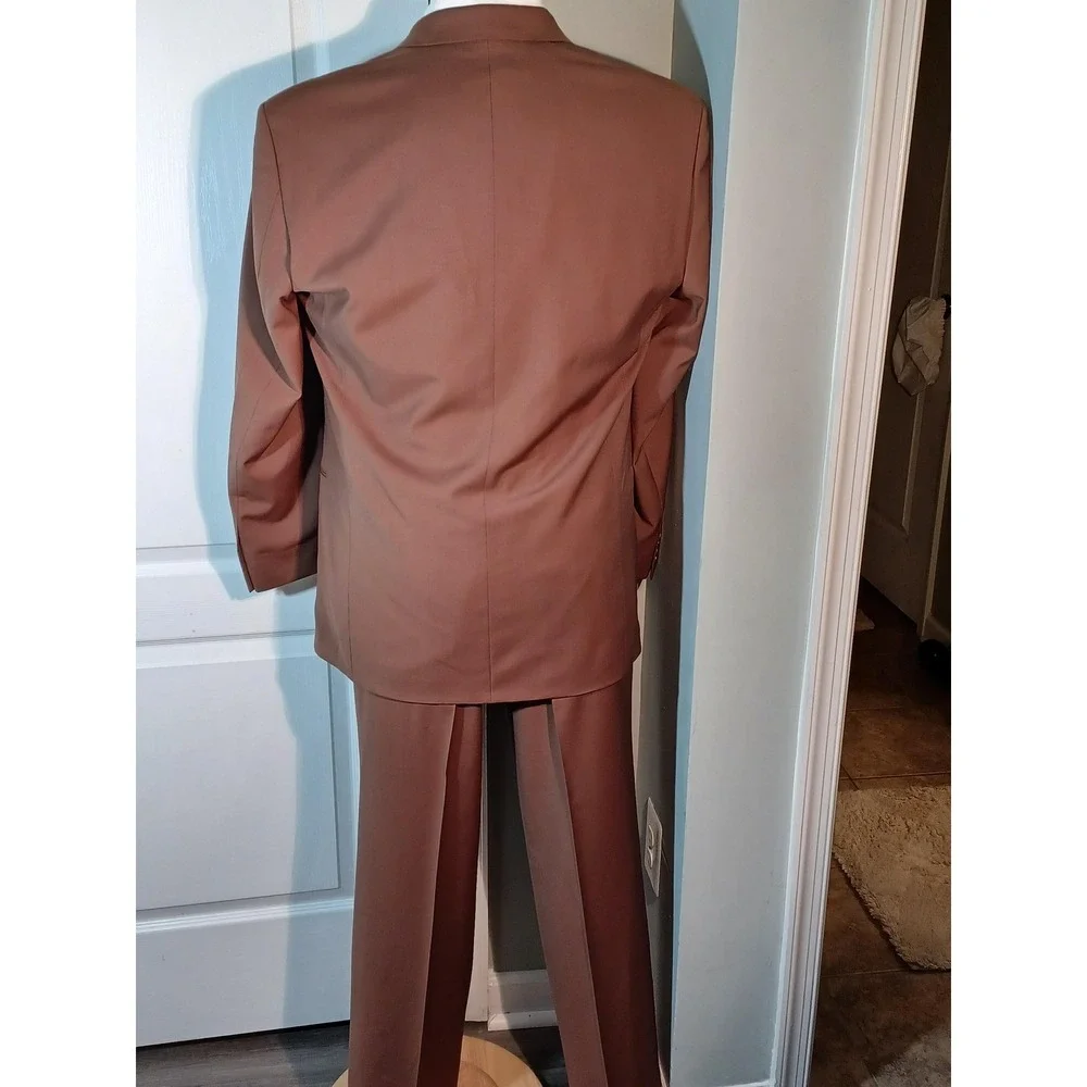 Hugo Boss Suit Mens 42 Brown Wool 2 Piece Single Breasted Dress‎ Business USA